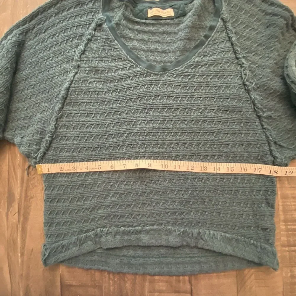 Free People We The Free Teal‎ Thien's Hacci Sweater Top Size Small